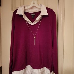 White Layered Long Sleeve Blouse